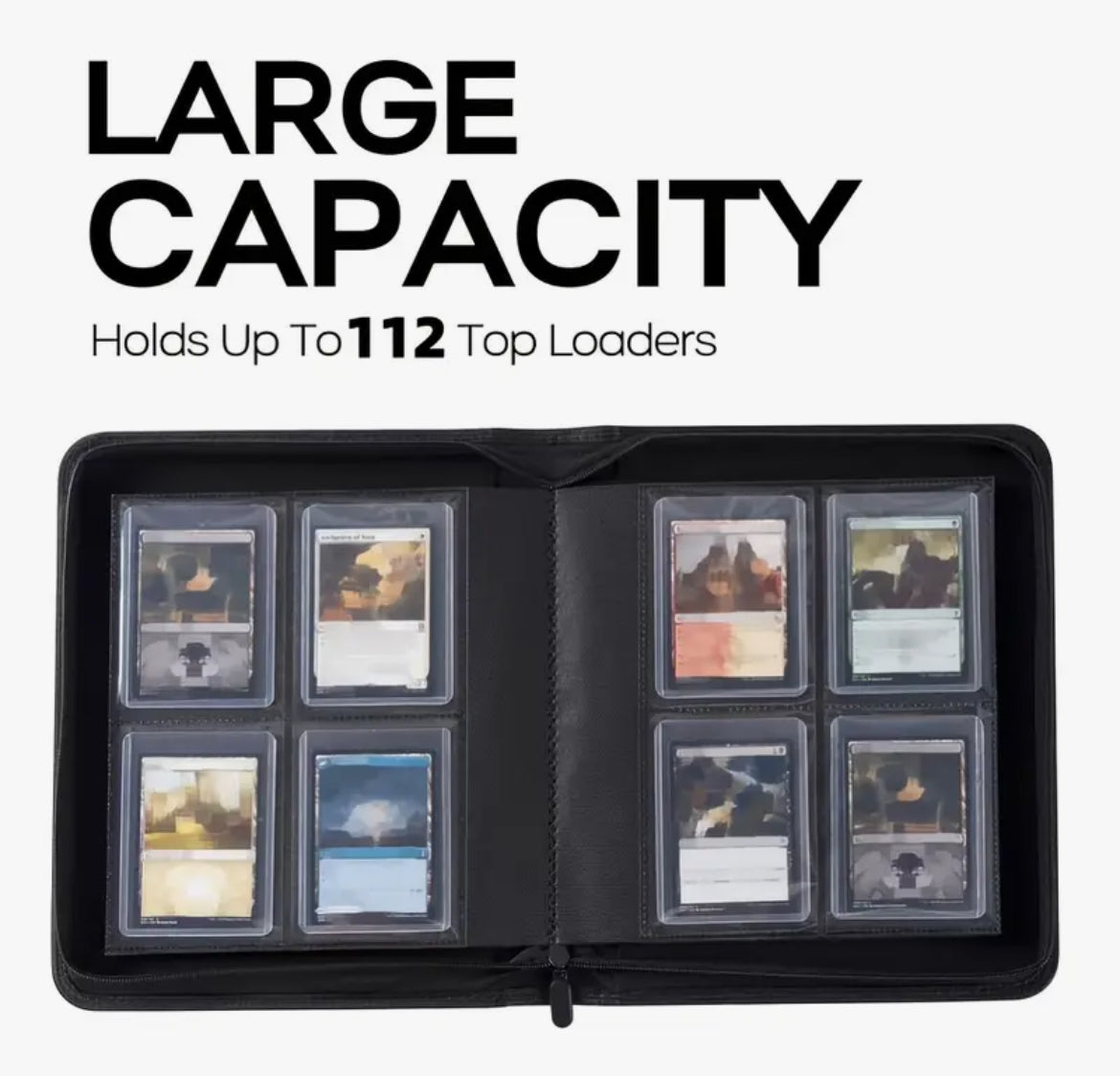 Top Loader Binder 112 Slots - 4 Colours Available Small 4 Slots Per Page Leather Finish With Zip